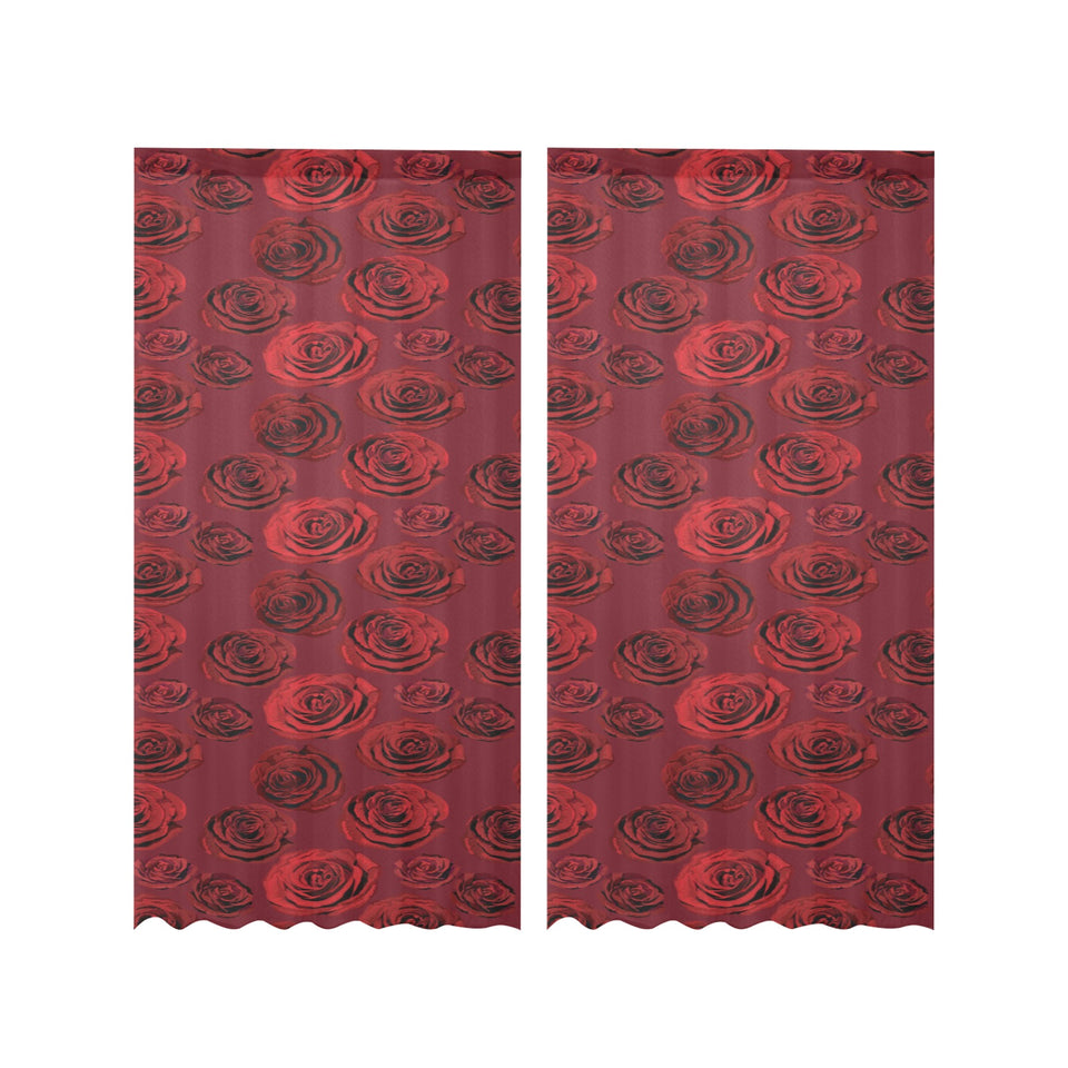 Rose Pattern Print Design 03 Gauze Curtain