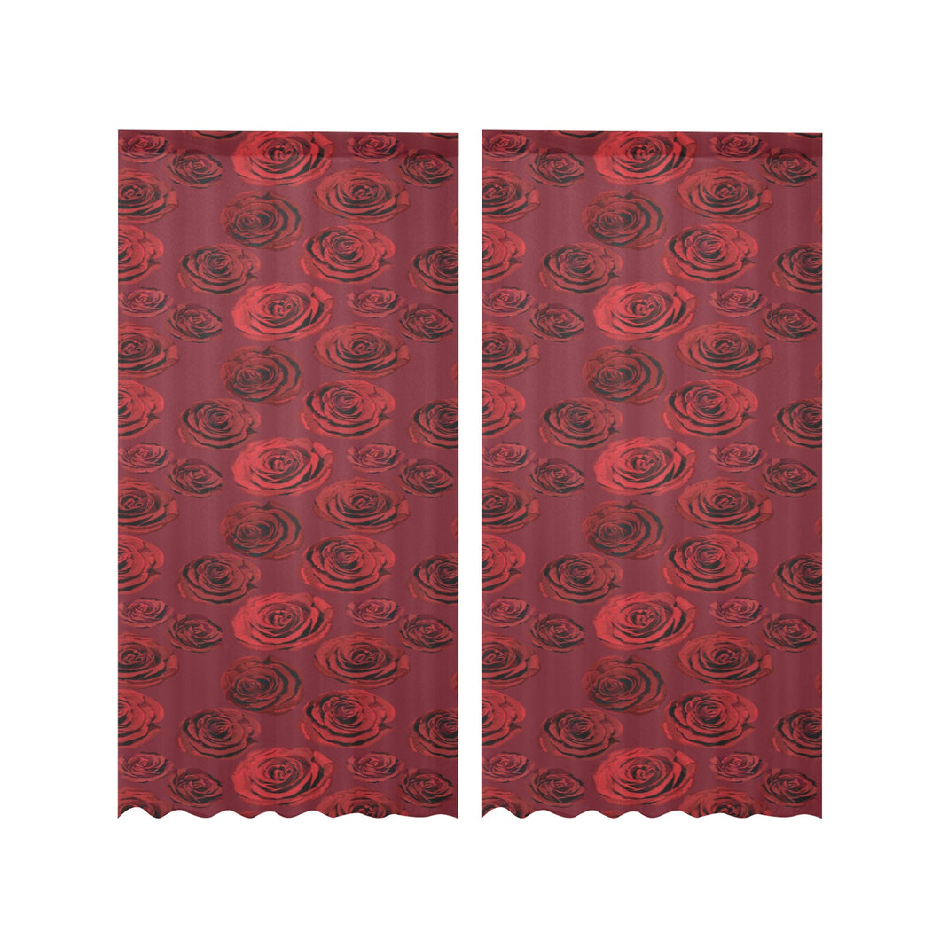 Rose Pattern Print Design 03 Gauze Curtain