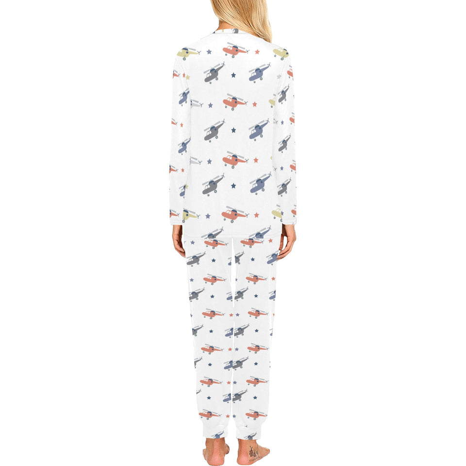 Cute helicopter star pattern Women's All Over Print Pajama Set