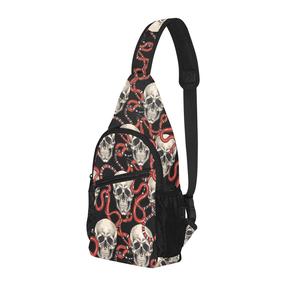 Red snake skull pattern All Over Print Chest Bag