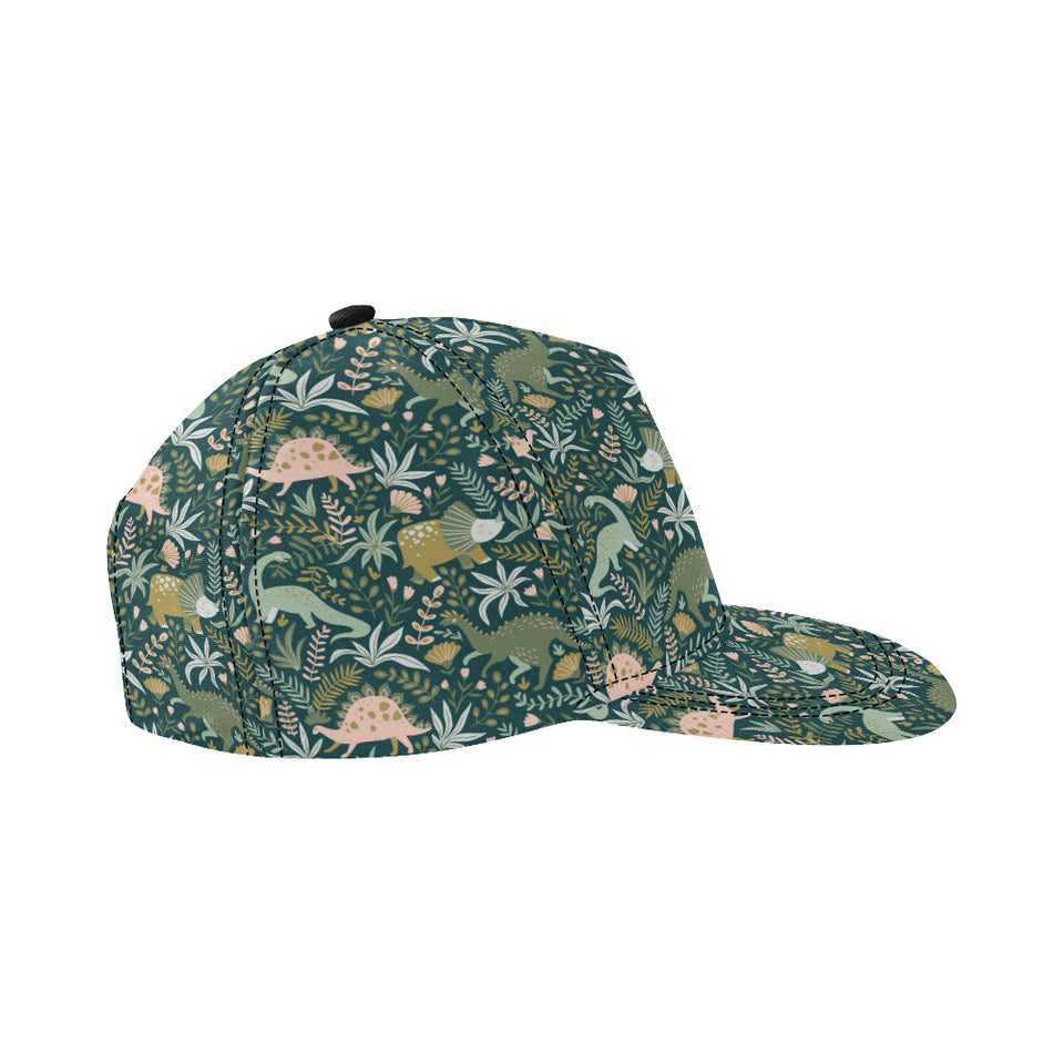 dinosaurs tropical leaves flower pattern All Over Print Snapback Cap