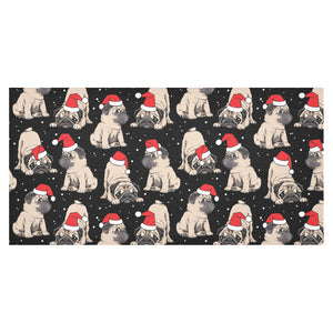 Christmas Pugs Santa_s red cap pattern Tablecloth