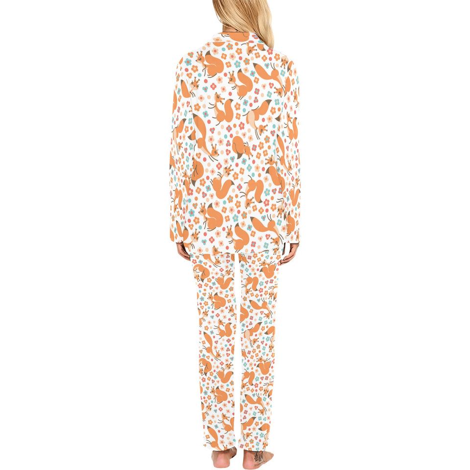 Squirrel Pattern Print Design 05 Women's Long Pajama Set