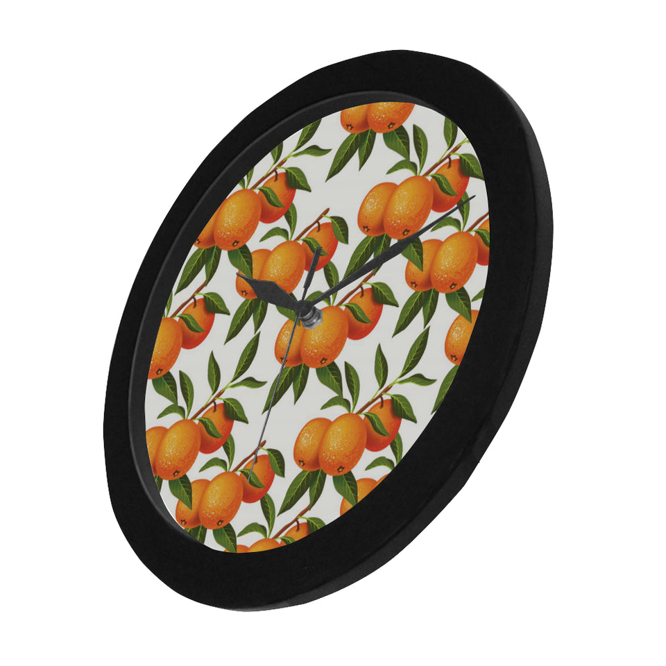 Oranges pattern background Elegant Black Wall Clock