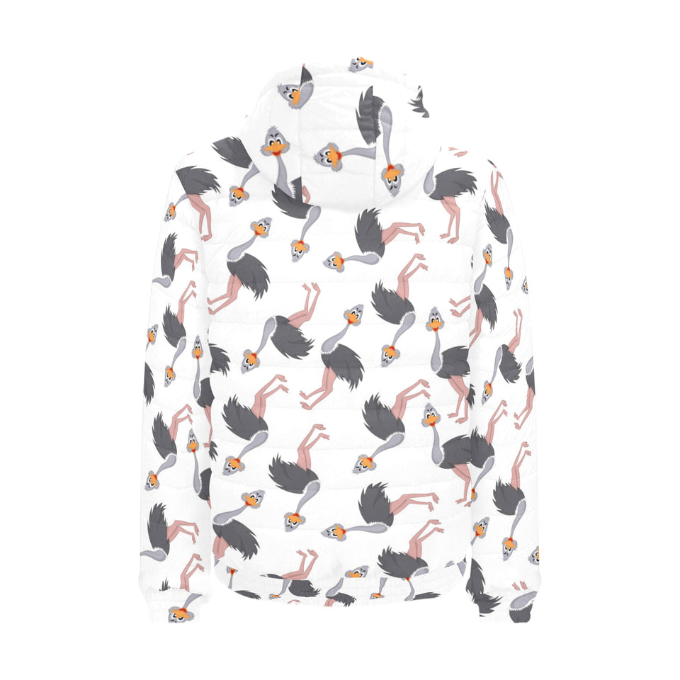 Ostrich Pattern Print Design 02 Men's Padded Hooded Jacket
