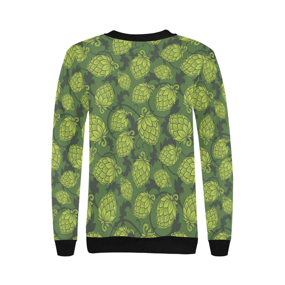 Hop pattern Hop cone background Women's Crew Neck Sweatshirt