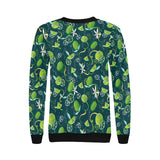 Lime ice flower pattern Women's Crew Neck Sweatshirt