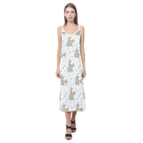 Cute Rhino pattern background V-Neck Open Fork Long Dress