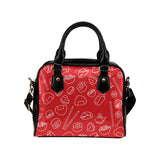 sushi pattern red background Shoulder Handbag