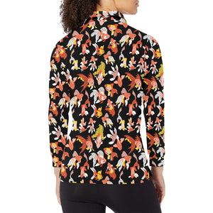 Goldfish Pattern Print Design 03 Women's Long Sleeve Polo Shirt