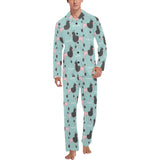 poodle dog green background Men's Long Pajama Set