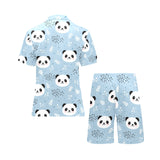 Cute panda pattern Men's V-Neck Short Pajama Set