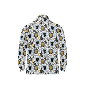 Lion Pattern Print Design 05 Men's Long Sleeve Polo Shirt