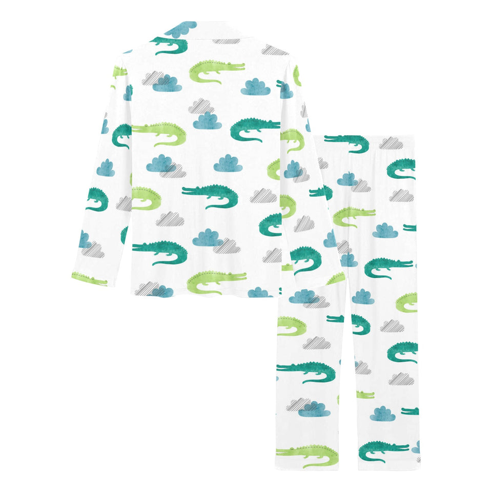 watercolor crocodile pattern Women's Long Pajama Set