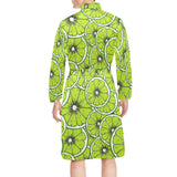 Slices of Lime design pattern Men's Long Sleeve Belted Night Robe