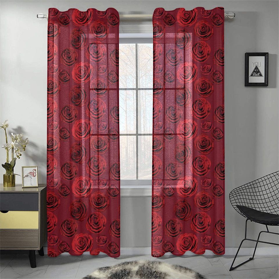 Rose Pattern Print Design 03 Gauze Curtain