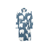 polar bear mother her child pattern Men's Long Sleeve Belted Night Robe