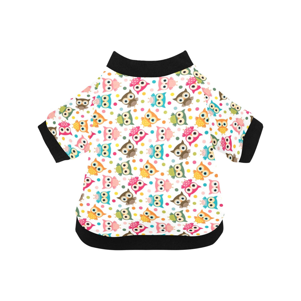 Color cute owl pattern All Over Print Pet Dog Round Neck Fuzzy Shirt