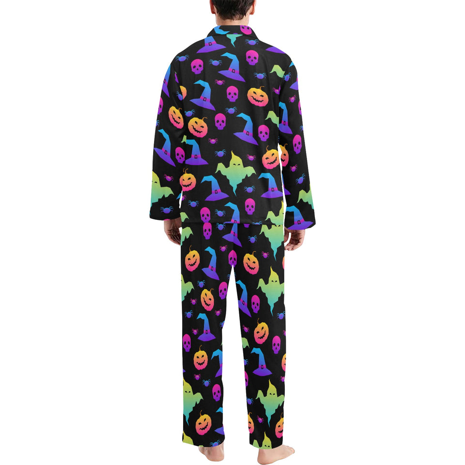 Colorful halloween background Men's Long Pajama Set