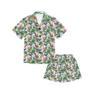 Hummingbird Pattern Print Design 05 Kids' Boys' Girls' V-Neck Short Pajama Set
