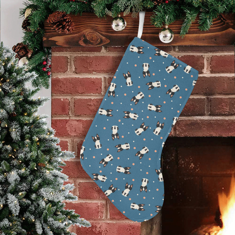 Cute boston terrier dog spattern Christmas Stocking