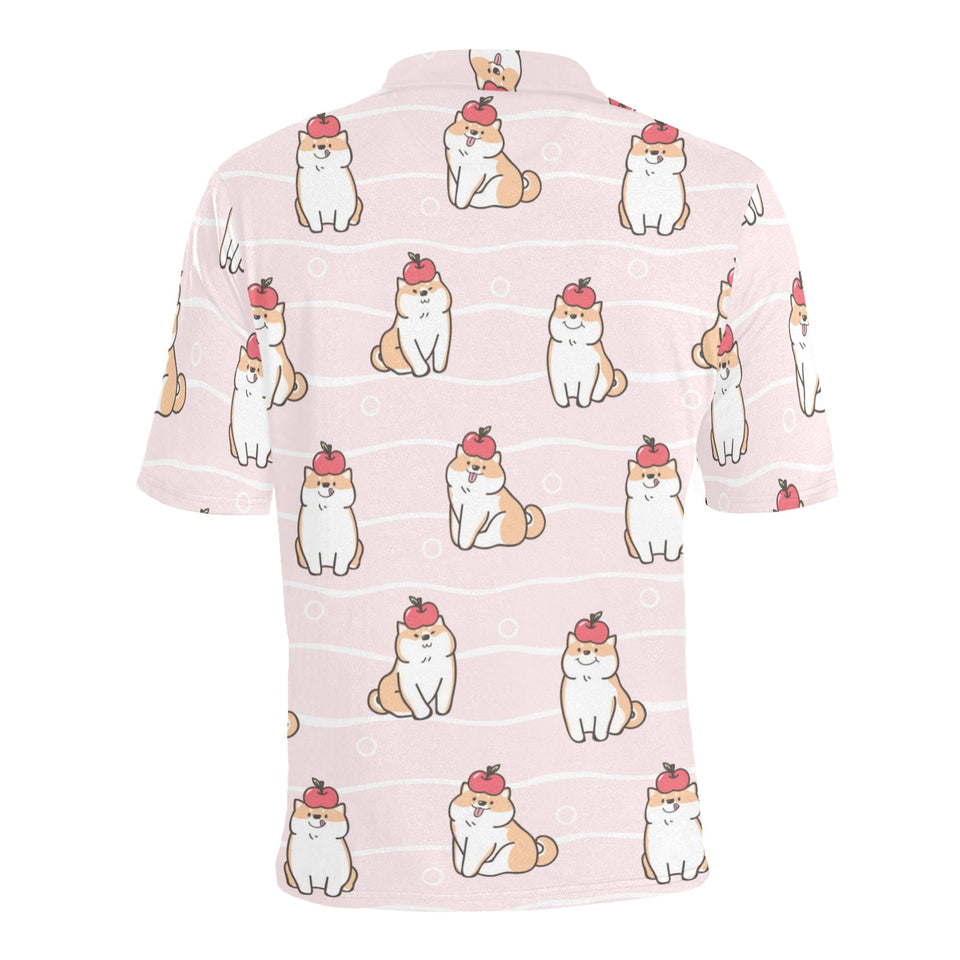 Cute Shiba Inu Dog Apple pattern Men's All Over Print Polo Shirt