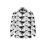 Black whale pattern Men's Long Sleeve Polo Shirt