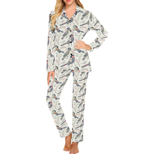 Pigeon Pattern Print Design 04 Women's Long Pajama Set