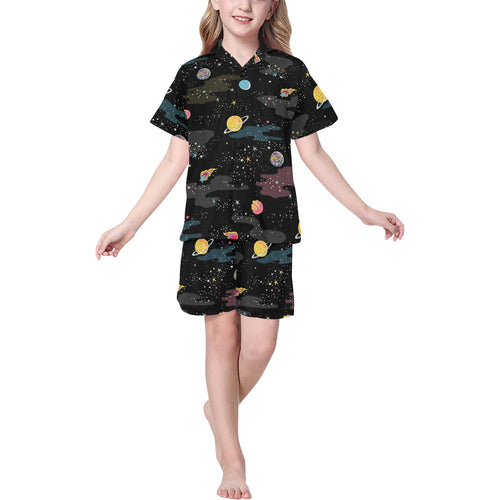 space pattern Kids' Boys' Girls' V-Neck Short Pajama Set