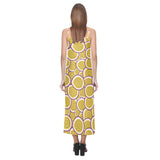 Passion fruits slice pattern V-Neck Open Fork Long Dress