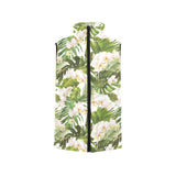 White orchid flower tropical leaves pattern Women's Padded Vest