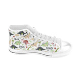 Cute dinosaurs pattern Men's High Top Canvas Shoes White