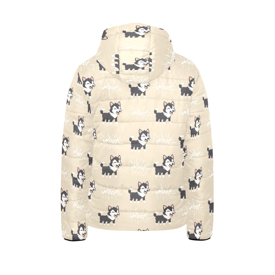 Cute Siberian Husky Kids' Boys' Girls' Padded Hooded Jacket