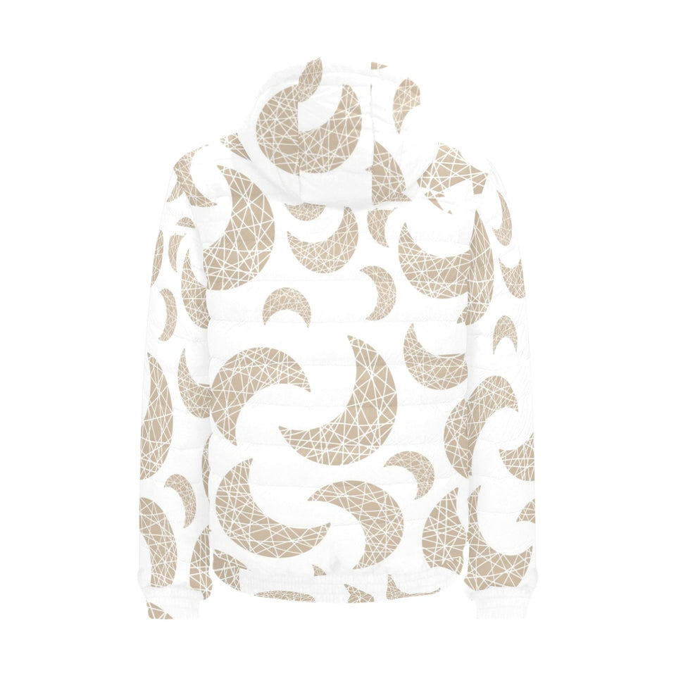 Cool gold moon abstract pattern Men's Padded Hooded Jacket