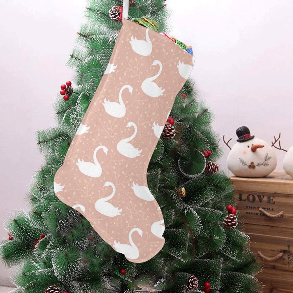 Swan flower light pink background Christmas Stocking