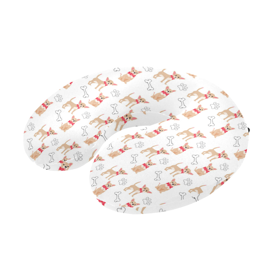 Chihuahua bone paw pattern U-Shaped Travel Neck Pillow