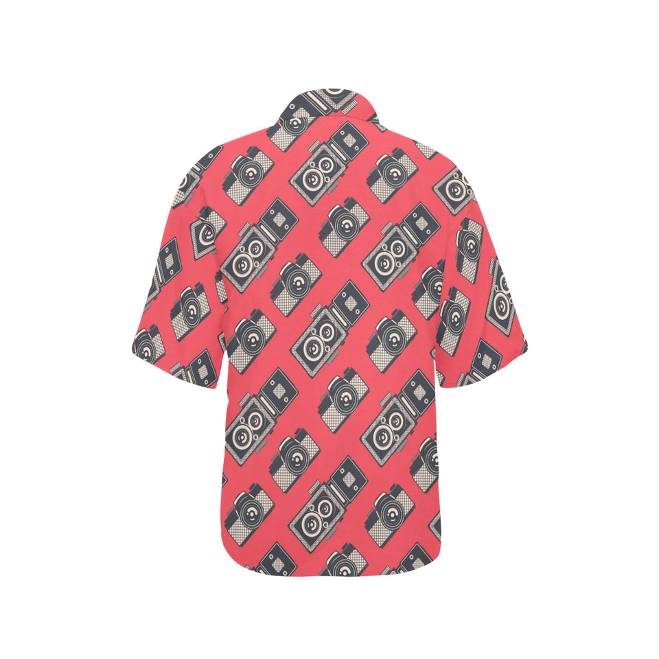 Camera Pattern Print Design 05 Women's All Over Print Hawaiian Shirt