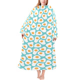 Fried Eggs Pattern Print Design 04 Blanket Robe with Sleeves