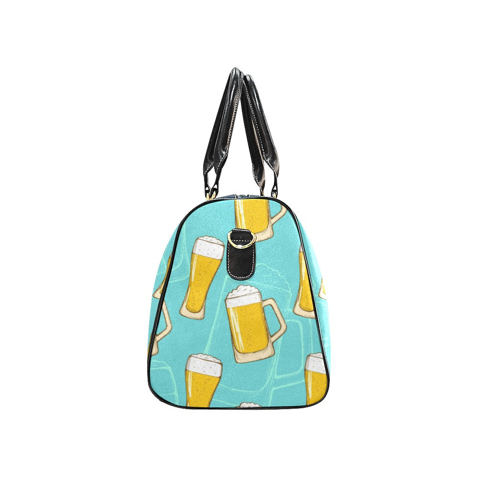 Beer pattern green background Travel Bag