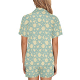 Tea pots Pattern Print Design 02 Women's V-Neck Short Pajama Set