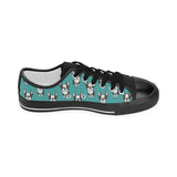 Hand drawn boston terrier dog pattern Kids' Boys' Girls' Low Top Canvas Shoes Black