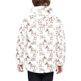 Bull Terrier Pattern Print Design 04 Kids' Boys' Girls' Padded Hooded Jacket