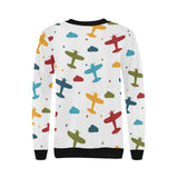Airplane star cloud colorful Women's Crew Neck Sweatshirt