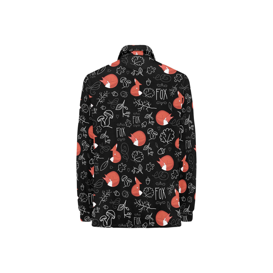 fox sleeping fox pattern Women's Long Sleeve Polo Shirt