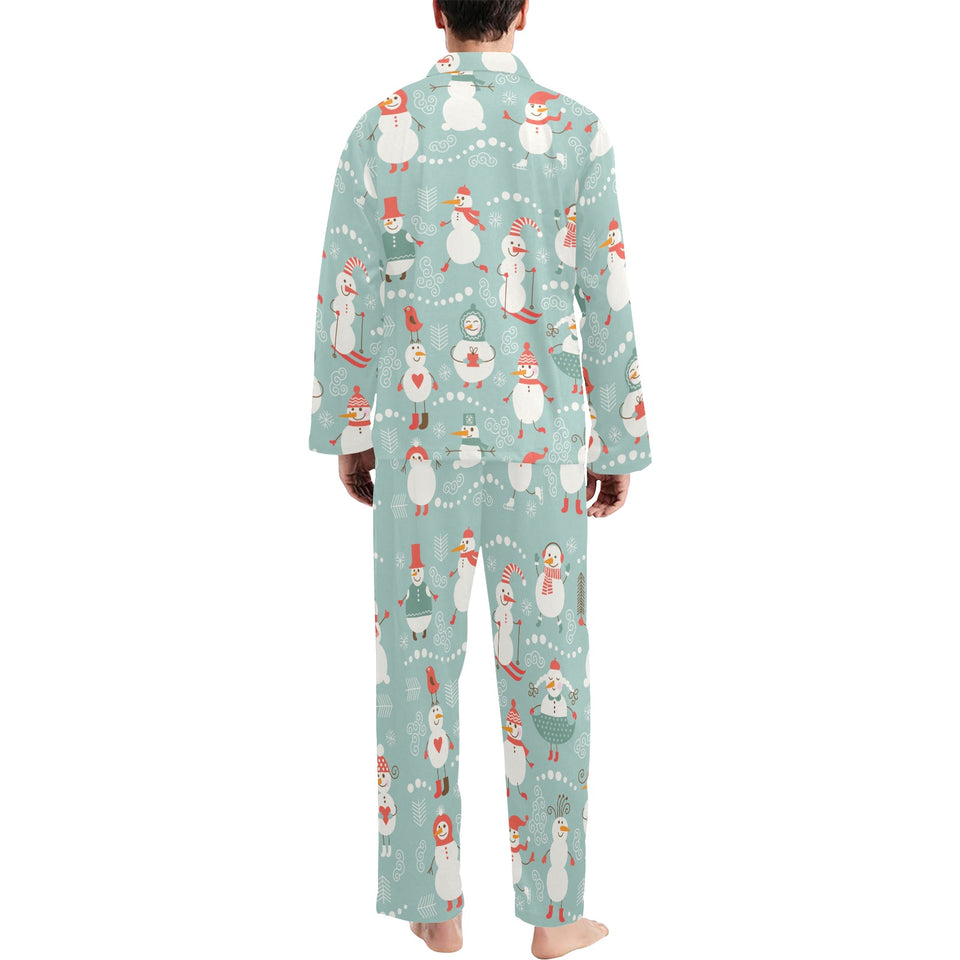 Cute snowman pattern Men's Long Pajama Set