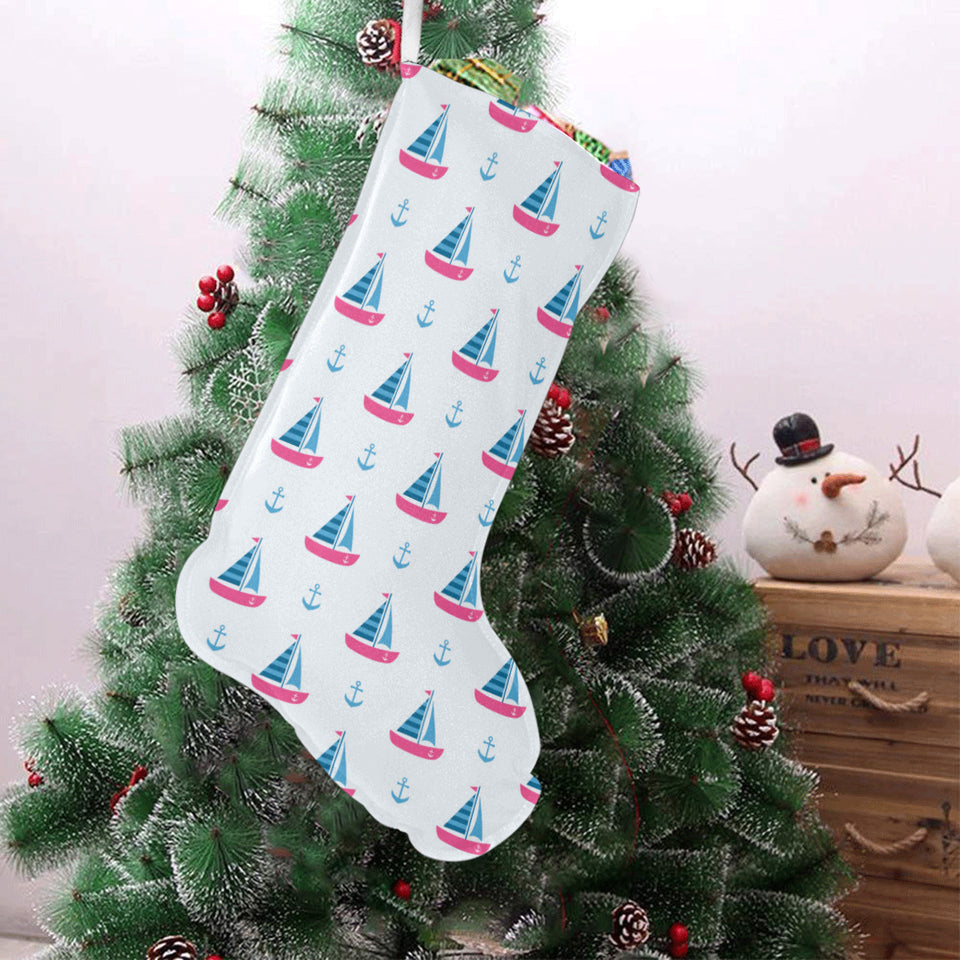 Sailboat anchor pattern Christmas Stocking