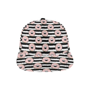 Donuts pink icing striped pattern All Over Print Snapback Cap