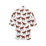 Horses running pattern background Women's All Over Print Hawaiian Shirt