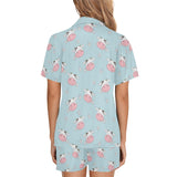Cute cow flower pattern Women's V-Neck Short Pajama Set