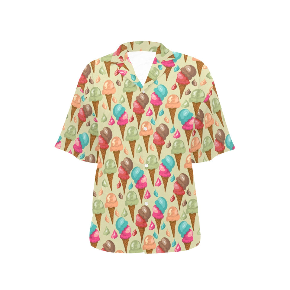 Colorful ice cream pattern Women's All Over Print Hawaiian Shirt